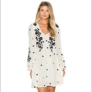 Free People Mini Dress in Cream with Black Floral
